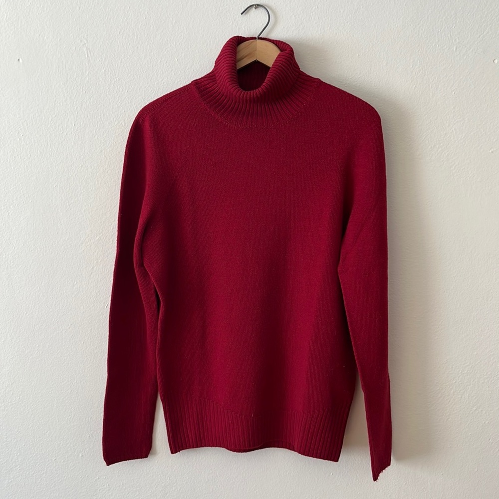 D. Exterior Red Wool Turtleneck Sweater